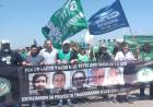 Piri Macagno encabezó la marcha por reclamos salariales y contra él ajuste de Poggi e Hissa .Se envalentonan ante el caos y su gestión con Ponce que fueron buenas La CGT San Luis con Farias firme .