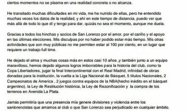 La carta de Tinelli a los hinchas de San Lorenzo