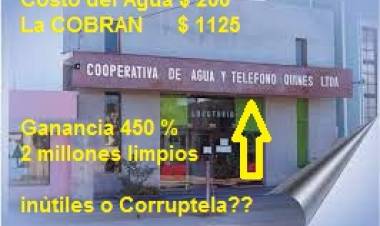 Quines :$ 200 pesos le cobra hoy San Luis Agua a la Cooperativa que la cobra $ 1135.Quien se la lleva?Inutilidad???Nùmeros que no cierran.$ 2 palos limpios. quedan.