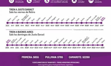 Tren Retiro-Justo Daract: tarifas y frecuencias