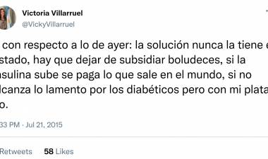 La Vice de MILEI contra los diabéticos.Tweet horrible contra una enfermedad que mata Argentinos y destruye la Salud que el Estado protege.Asqueante.Es una boludez subsidiarlos.Condena a muerte a insulto dependientes. La inhumanidad al palo