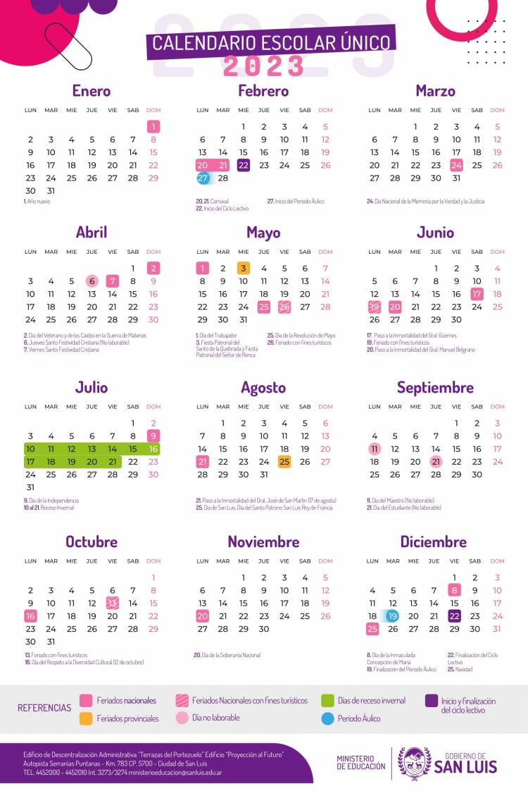 Las clases comenzarán el 27 de febrero en toda la provincia