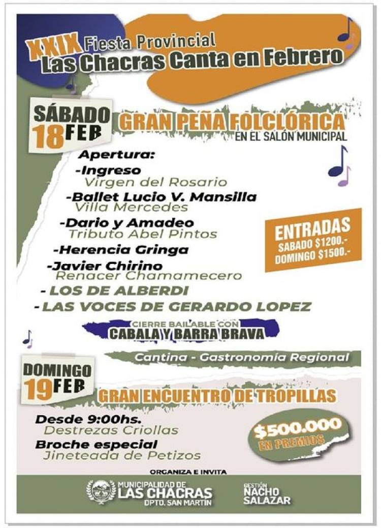 LAS CHACRAS: destrezas criollas y música este finde