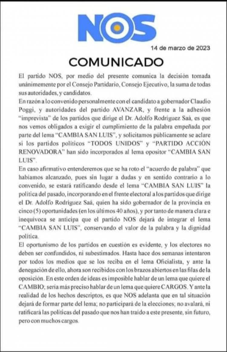 Se rompió el poggismo con el ingreso de los restos adolfistas .La incomodidad de las contradicciones 