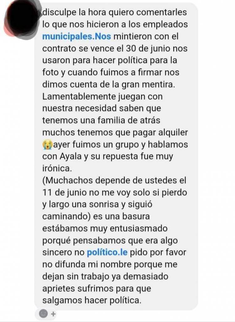 La Punta: apretaron a los contratados al 30 Junio.Voten o los echamos.BASTIAs dice que los reincorporora de inmediato.