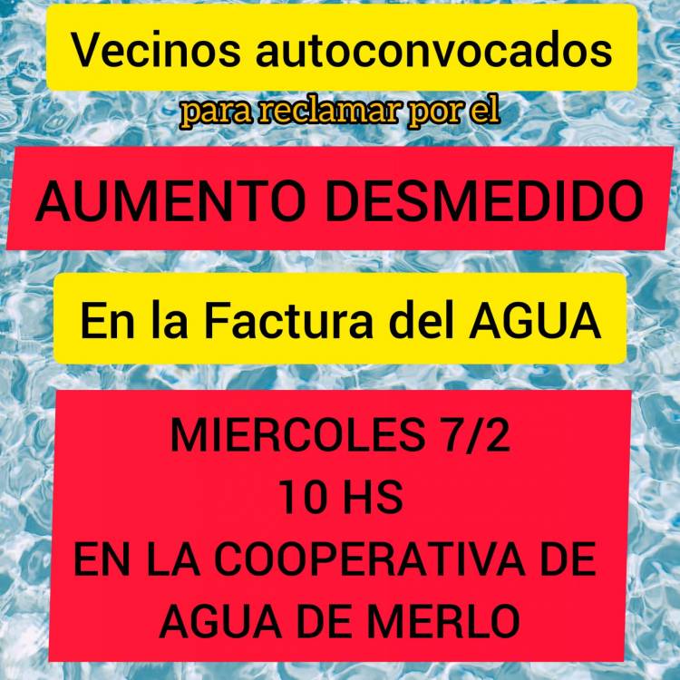 Merlo,el agua vale oro y los servicios de mal en peor, de papel.Marcha contra el tarifazo desmedido 