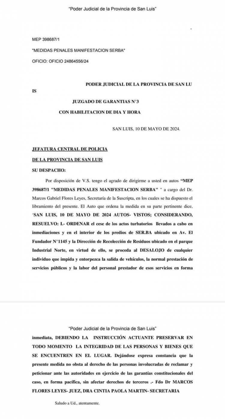 El Juez Flores Leyes y el respeto al derecho de huelga. Ordenó dejar ingreso o egreso de vehículos.