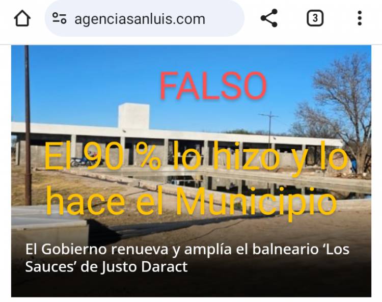 Daract: el Municipio pone toda la plata para Los Sauces y el Gobierno se los adjudica como propia a la obra.Se disfrazan para aparentar obra que no hacen .