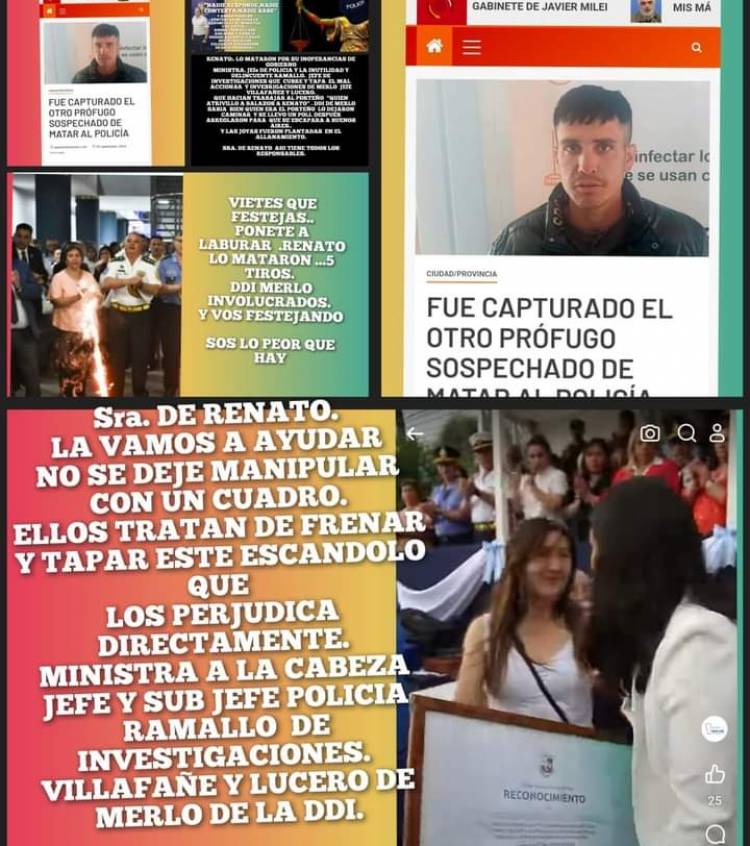 La mujer del Policía Fuentes, asesinado en Cortaderas, denuncia que no cree nada . Que hay connivencia Policial .HDRMP dice que son  