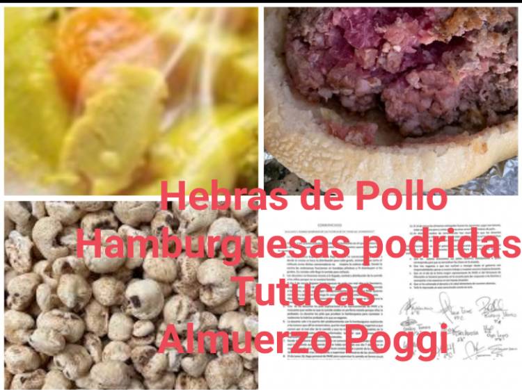 Docentes denuncian que no hay cadena de frío, tutucas con yogurt sin origen, arroz con hebras de pollo y hamburguesas podridas  es lo que se distribuye. Grave atentado contra los niños y Poggi mira para otro lado .