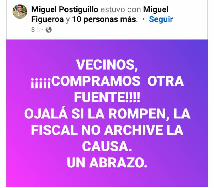 Postiguillo lorito. Le echa la culpa a la Justicia de la falta de prevención de POGGI Sosa. Burdo y desconocimiento de lo básico.