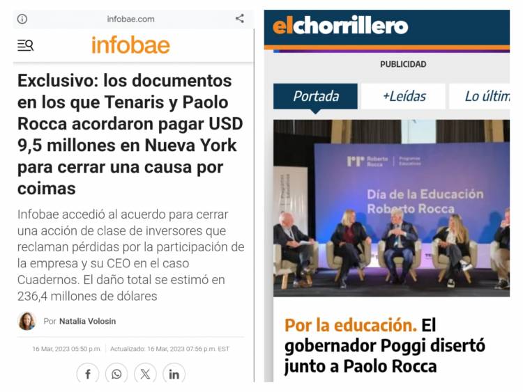 Poggi orgulloso de hablar con un coimero confeso que paga para que no lo condenen .Creerán que la gente no lee, quien es Paolo Rocca??